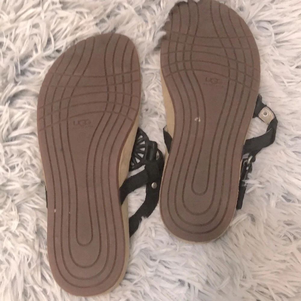 UGG Ayden Leather Sandals With Lamb Lining, Black
